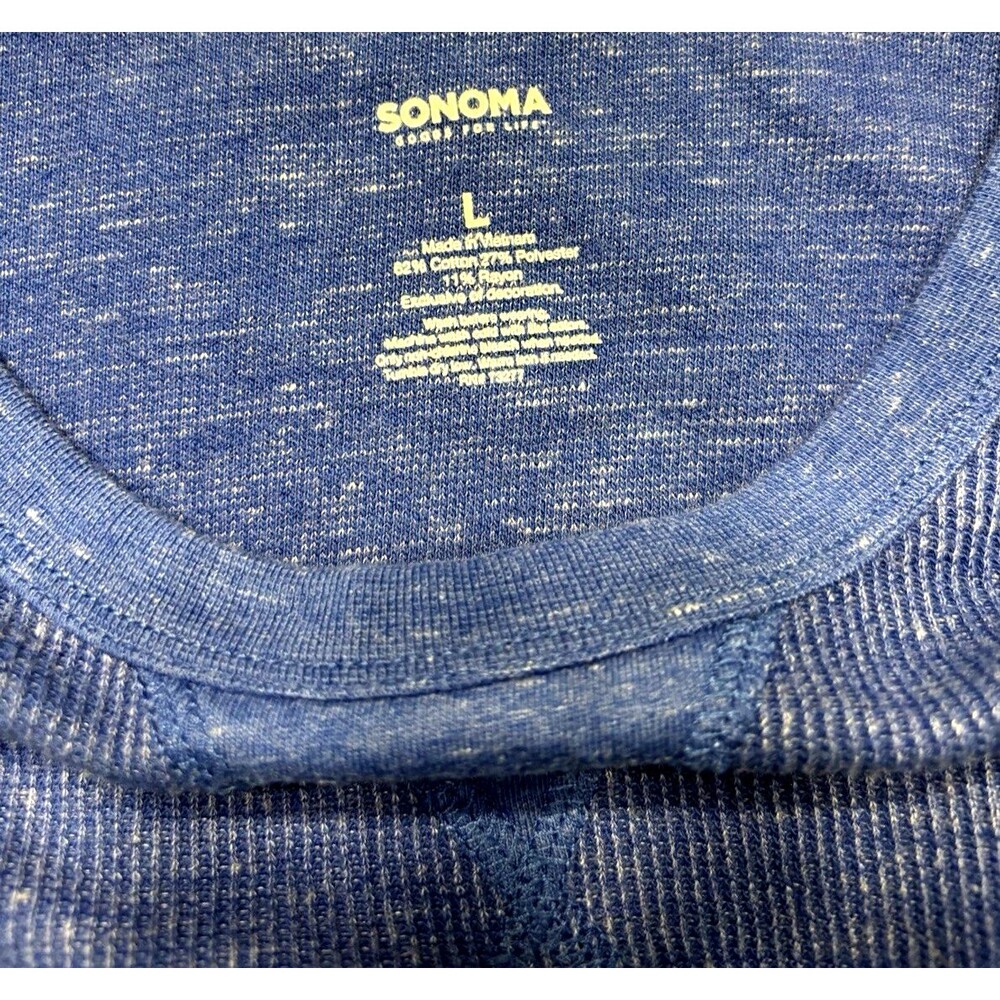 Mens Sonoma Blue Crew Neck Waffle Shirt Long Sleeve  Size  L - Picture 2 of 4